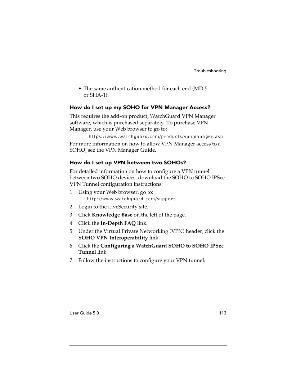 How do i set up my soho for vpn manager access, How do i set up vpn between two sohos | WatchGuard Technologies SOHO User Manual | Page 113 / 118