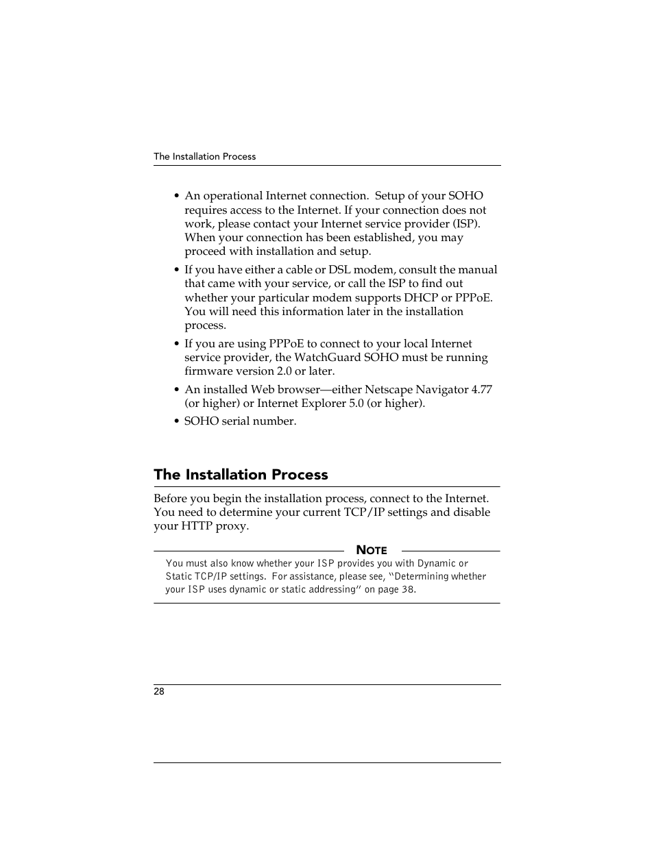 The installation process | WatchGuard Technologies SOHO User Manual | Page 28 / 118