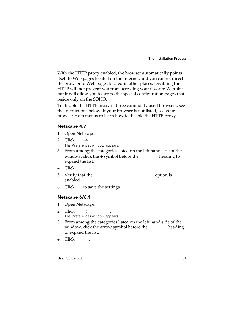 Netscape 4.7, Netscape 6/6.1 | WatchGuard Technologies SOHO User Manual | Page 31 / 118