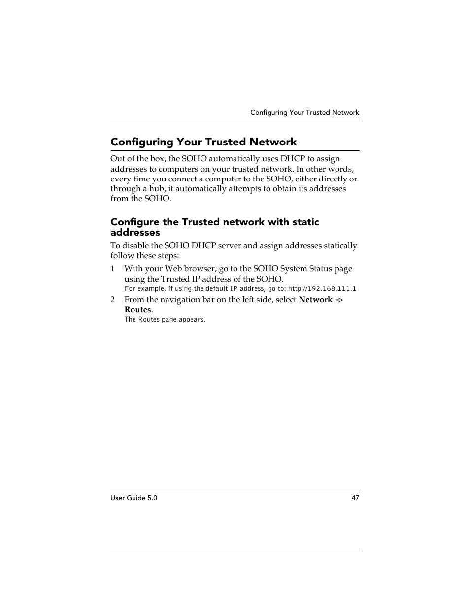 Configuring your trusted network | WatchGuard Technologies SOHO User Manual | Page 47 / 118