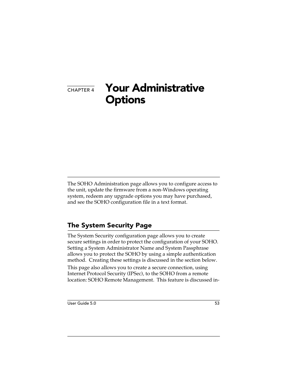 Chapter 4 your administrative options, Chapter 4, Your ad | Your administrative options | WatchGuard Technologies SOHO User Manual | Page 53 / 118