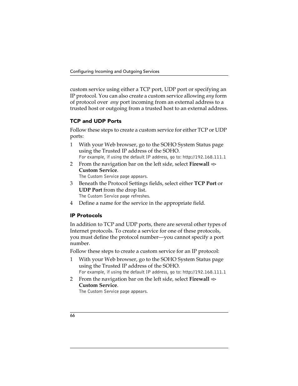 Tcp and udp ports, Ip protocols | WatchGuard Technologies SOHO User Manual | Page 66 / 118