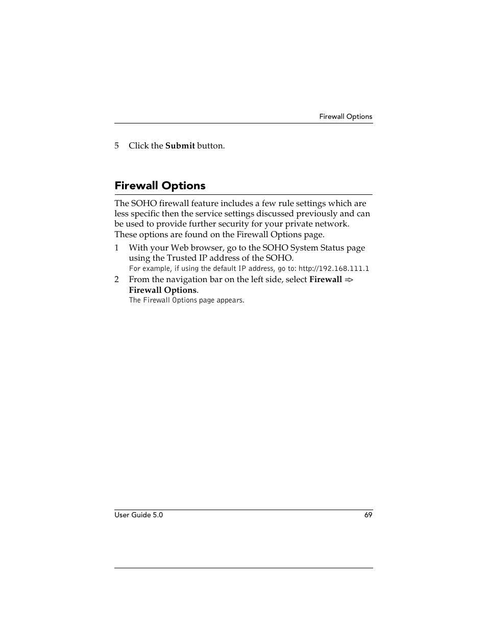 Firewall options | WatchGuard Technologies SOHO User Manual | Page 69 / 118