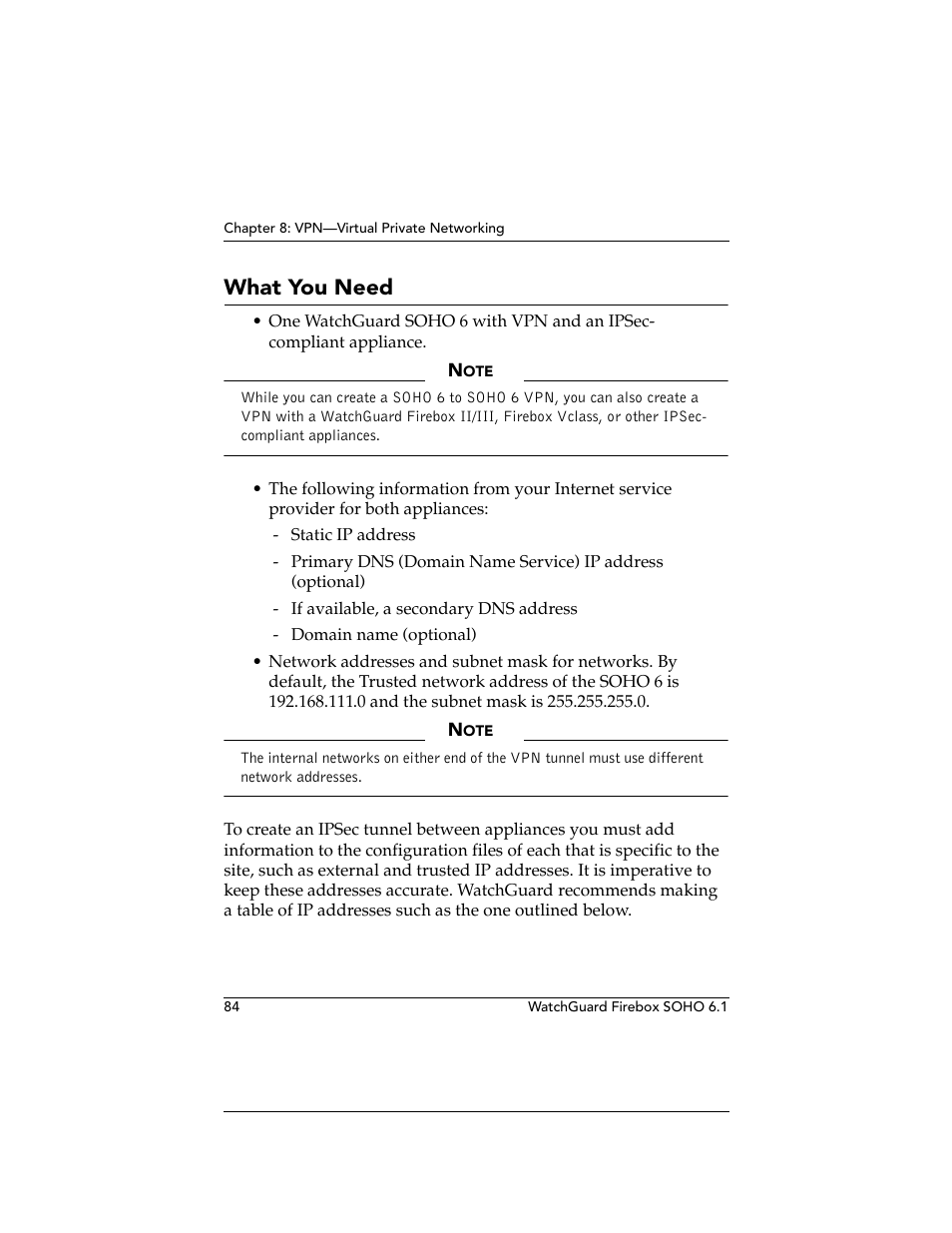 What you need | WatchGuard Technologies WatchGuard Firebox SOHO 6 User Manual | Page 102 / 140