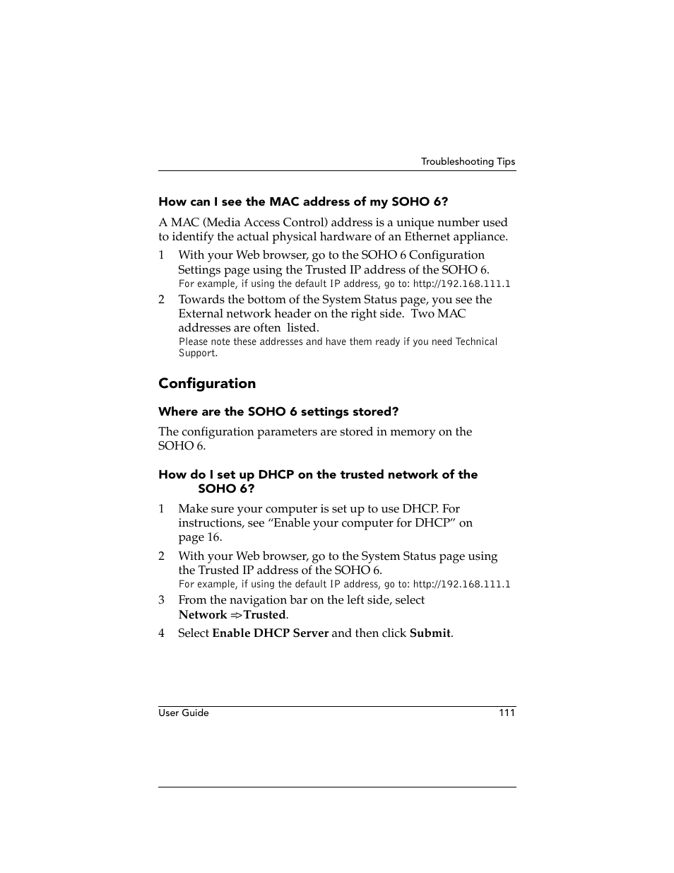 Configuration | WatchGuard Technologies WatchGuard Firebox SOHO 6 User Manual | Page 129 / 140
