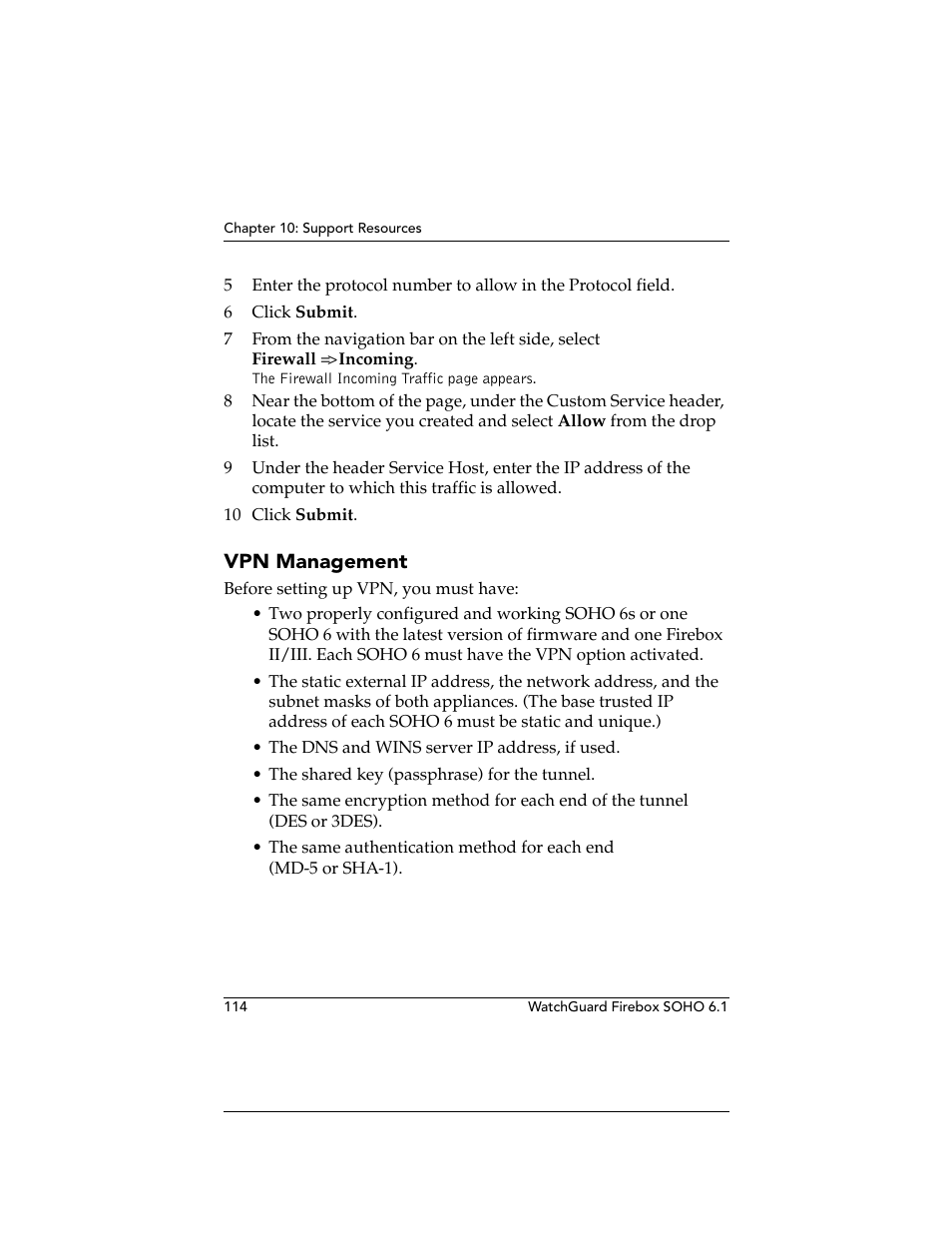 Vpn management | WatchGuard Technologies WatchGuard Firebox SOHO 6 User Manual | Page 132 / 140