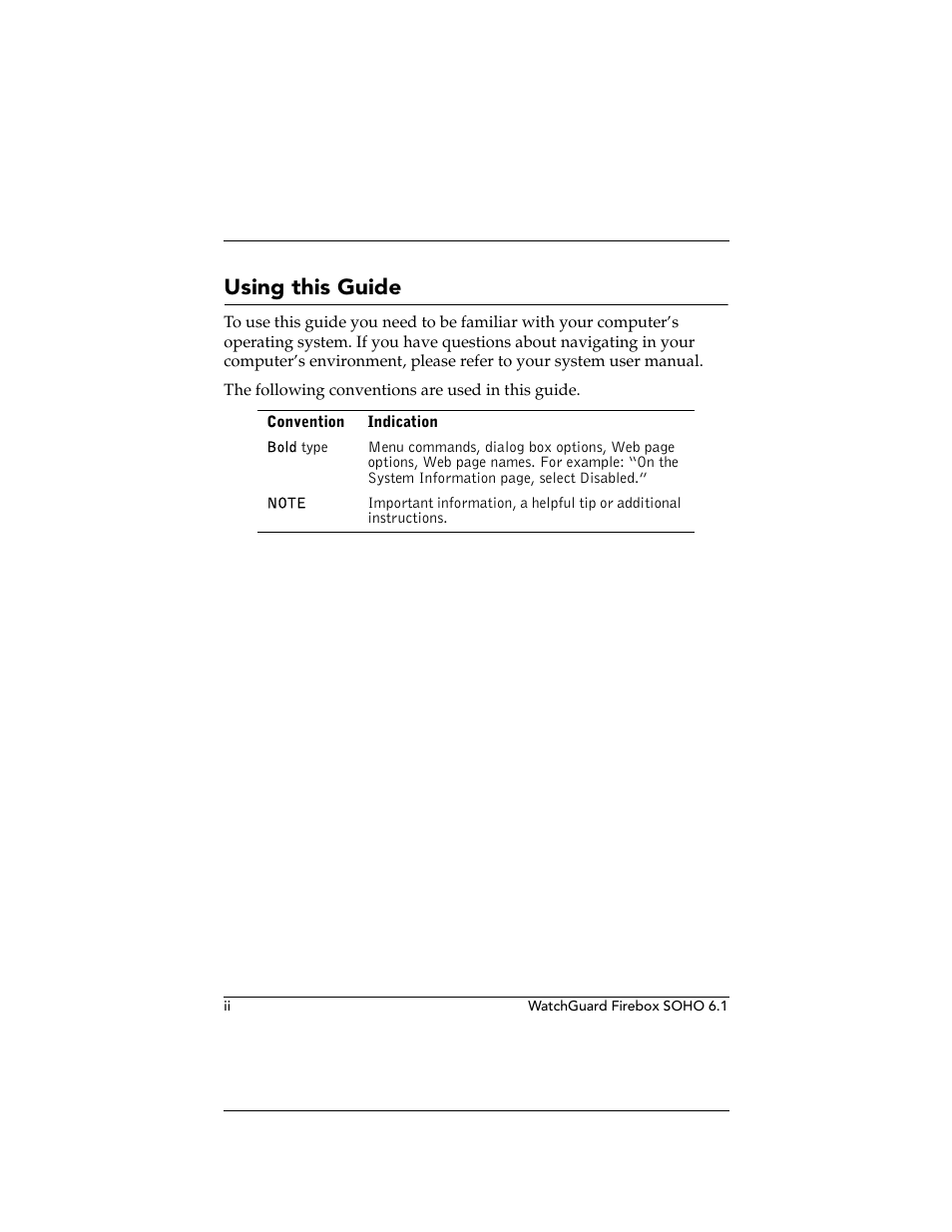 Using this guide | WatchGuard Technologies WatchGuard Firebox SOHO 6 User Manual | Page 2 / 140
