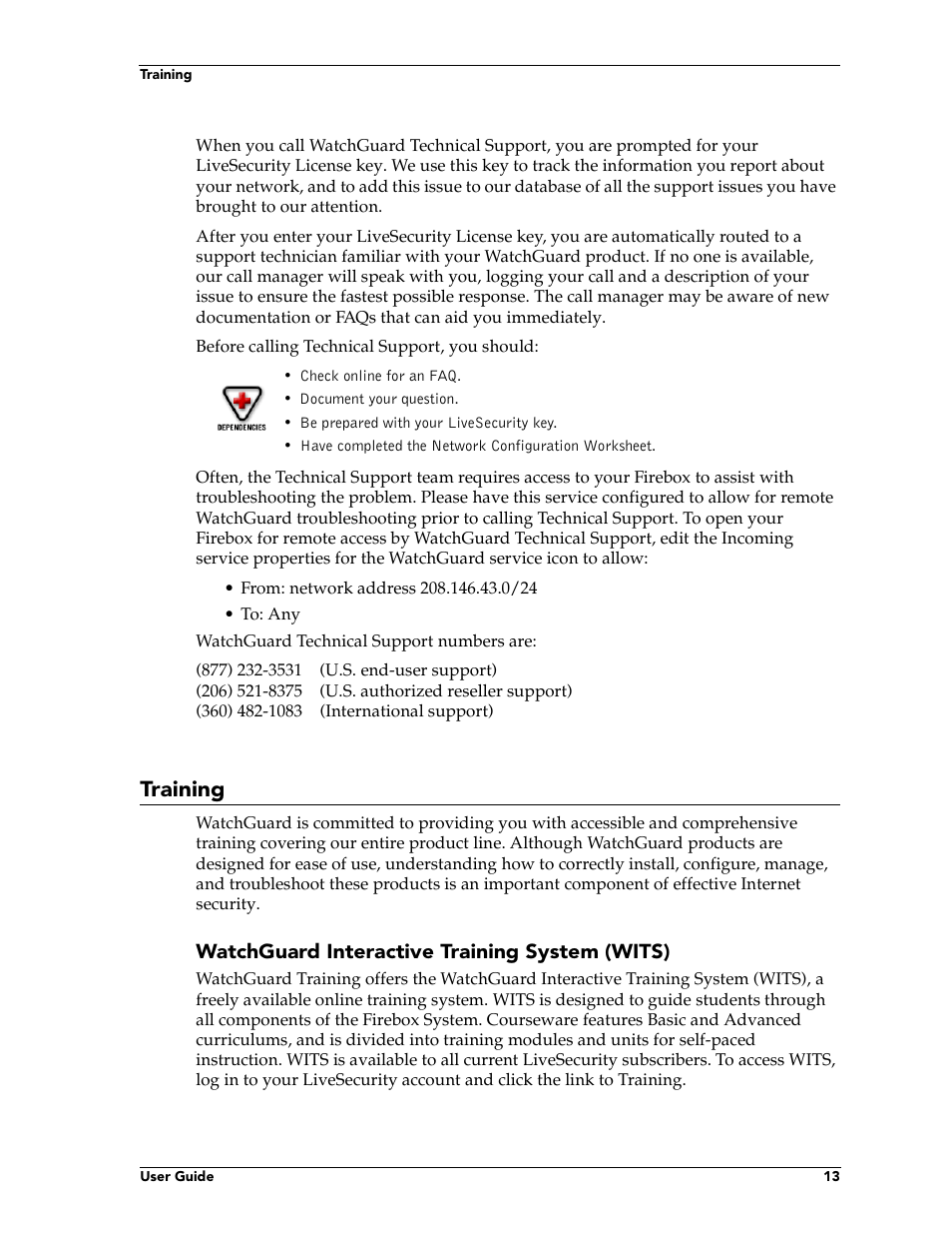 Training | WatchGuard Technologies FireboxTM System 4.6 User Manual | Page 23 / 170