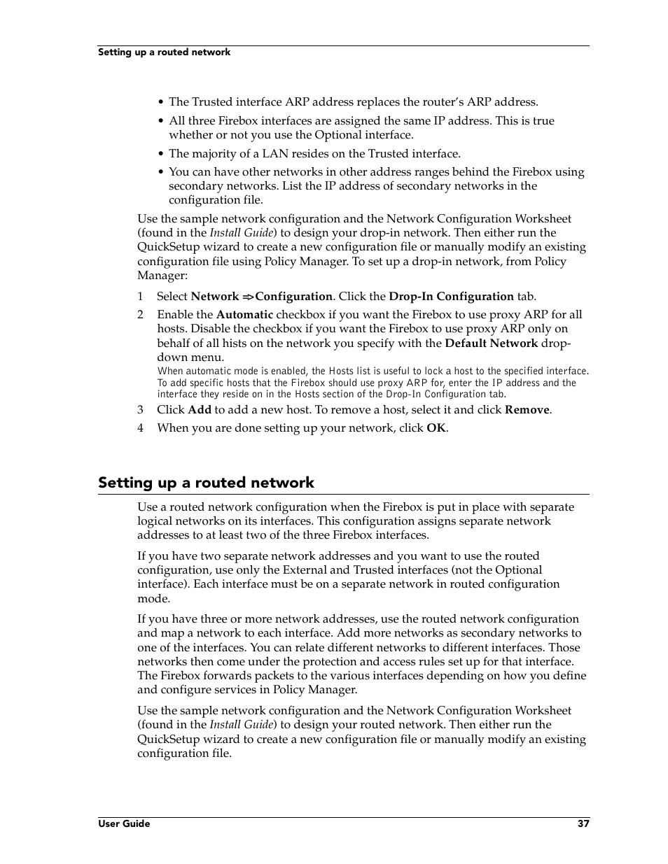 Setting up a routed network | WatchGuard Technologies FireboxTM System 4.6 User Manual | Page 47 / 170