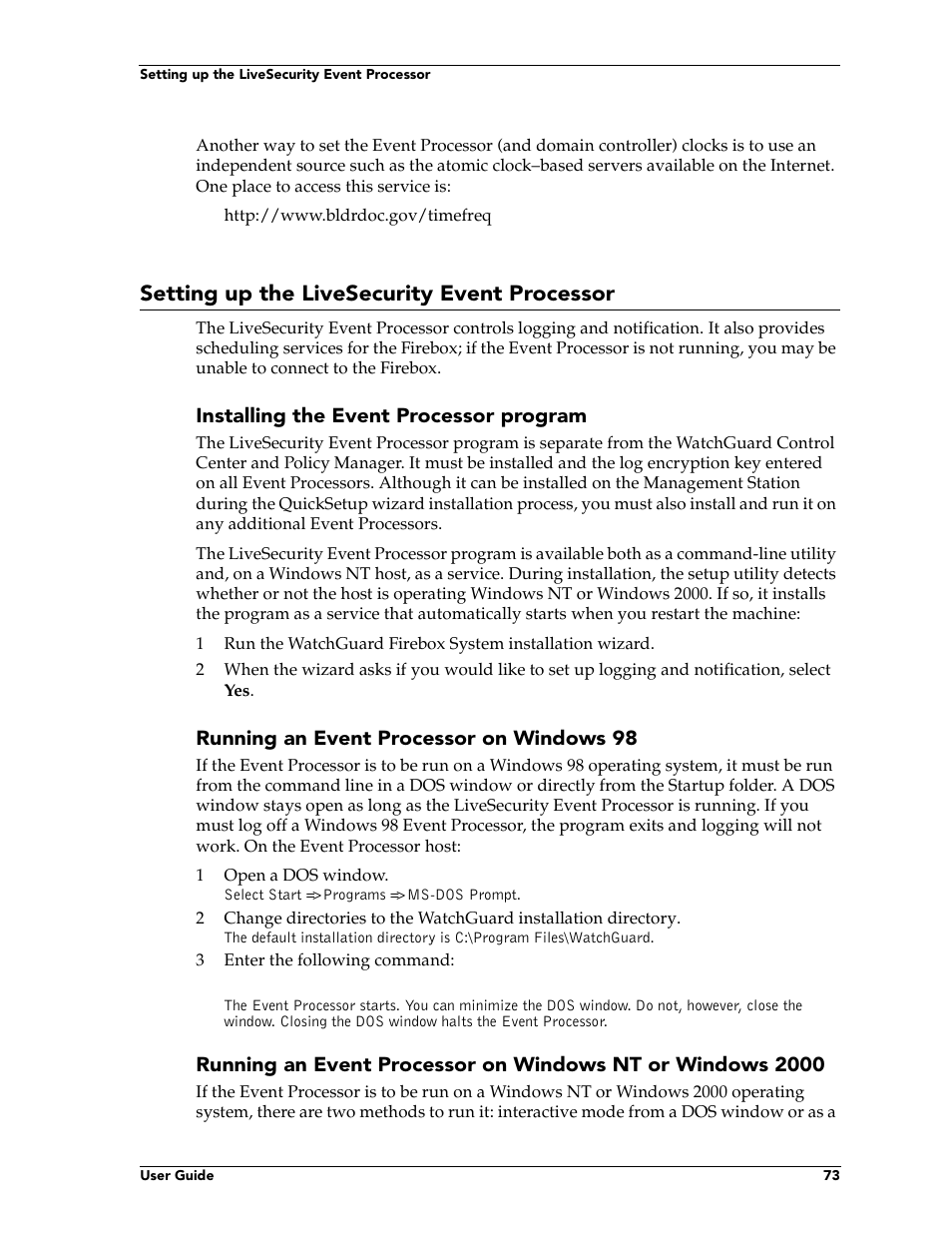 Setting up the livesecurity event processor | WatchGuard Technologies FireboxTM System 4.6 User Manual | Page 83 / 170