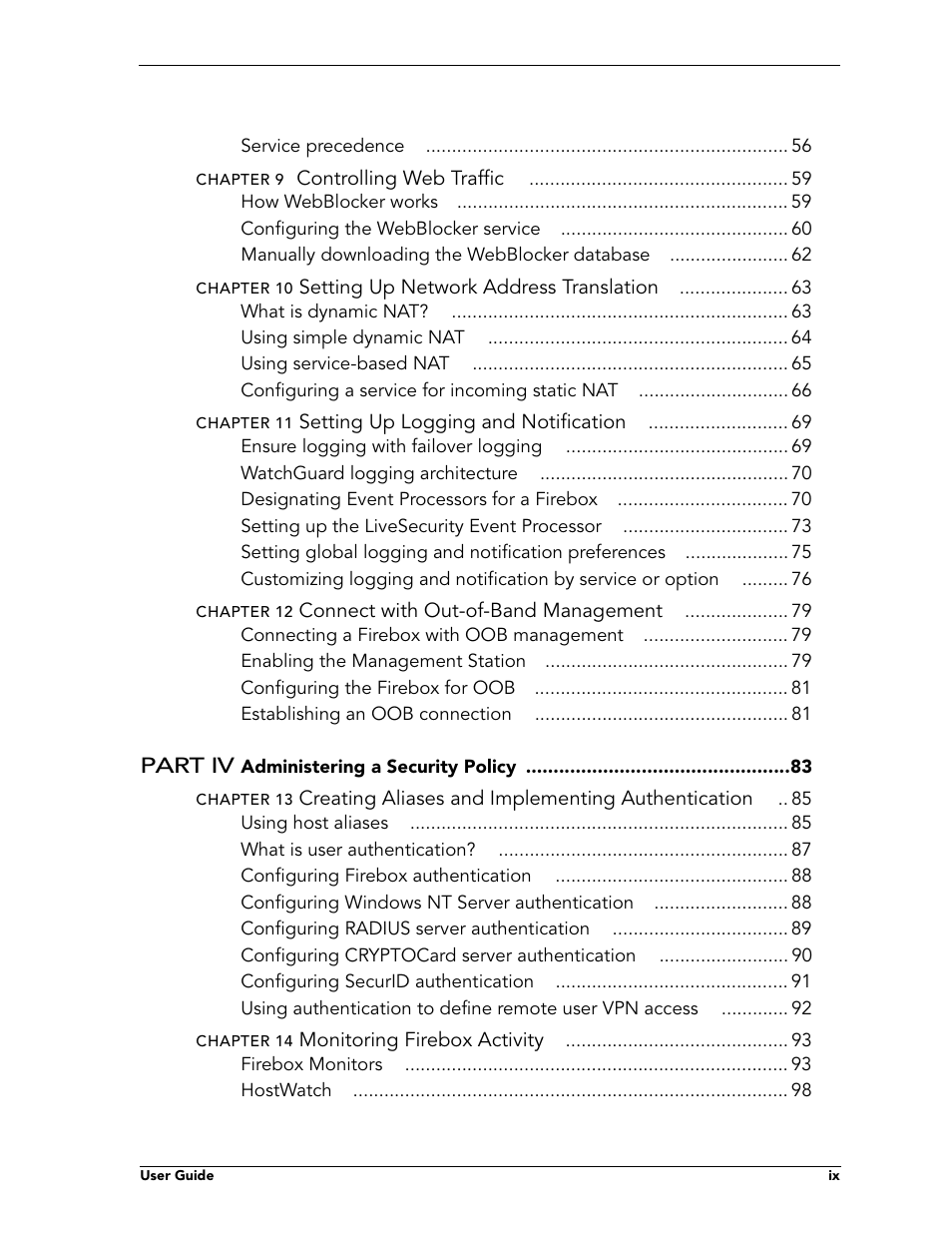 WatchGuard Technologies FireboxTM System 4.6 User Manual | Page 9 / 170