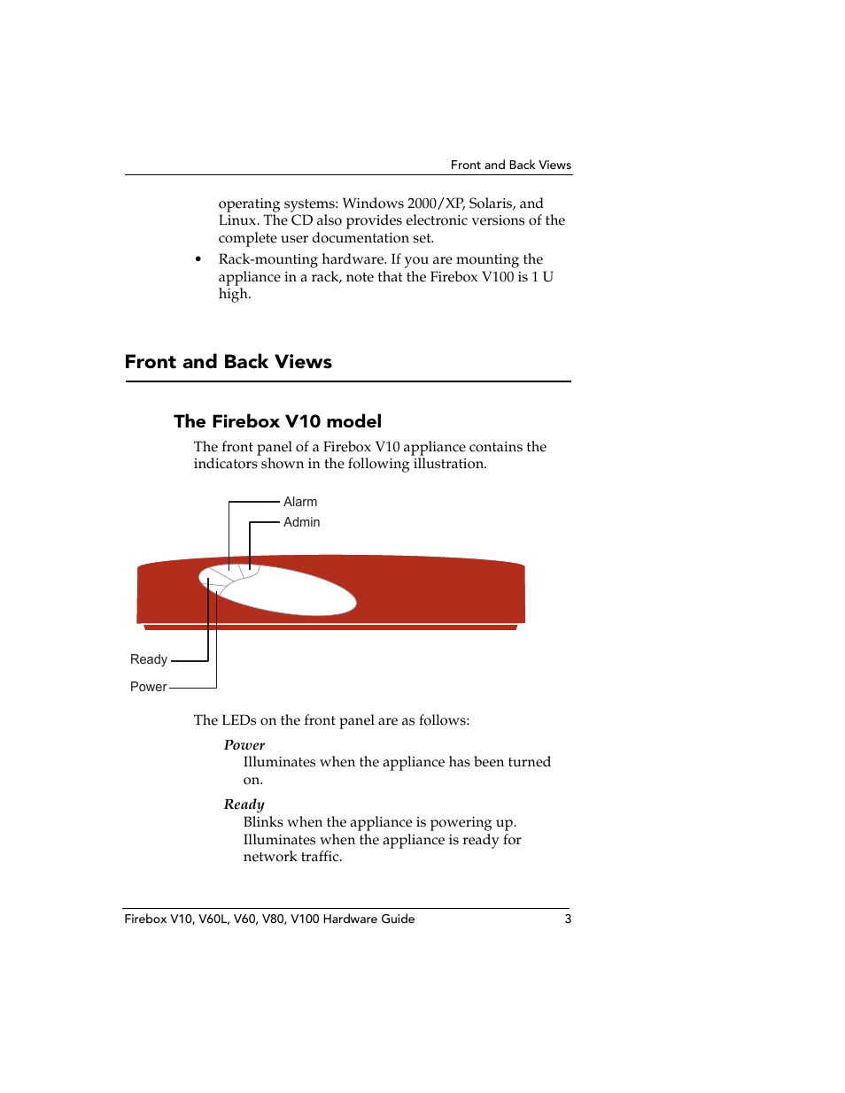 Front and back views, The firebox v10 model | WatchGuard Technologies V10 User Manual | Page 13 / 23