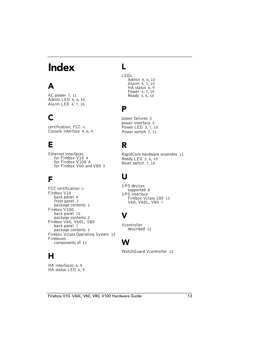 Index | WatchGuard Technologies V10 User Manual | Page 23 / 23