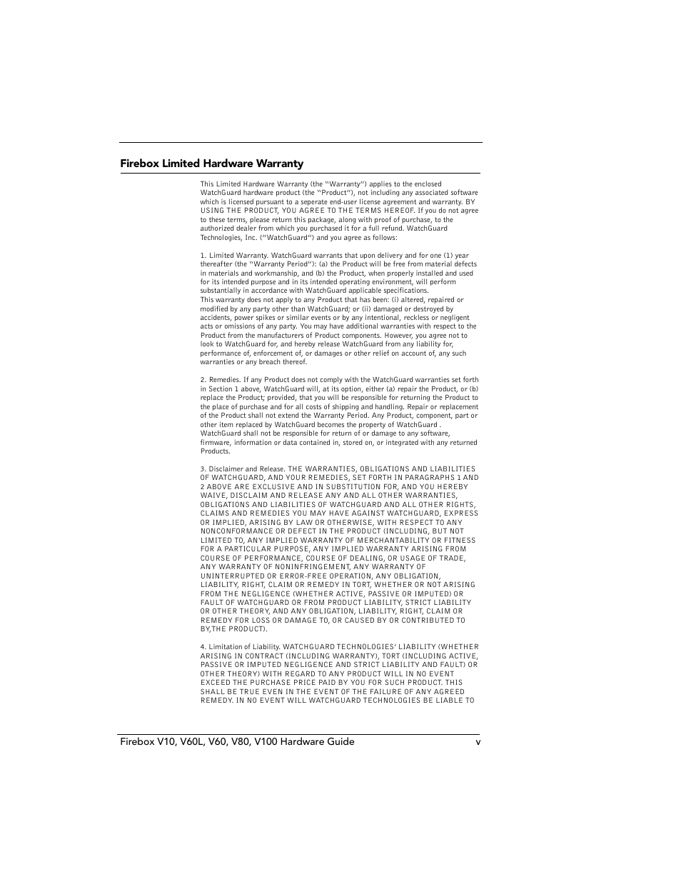 Firebox limited hardware warranty | WatchGuard Technologies V10 User Manual | Page 5 / 23