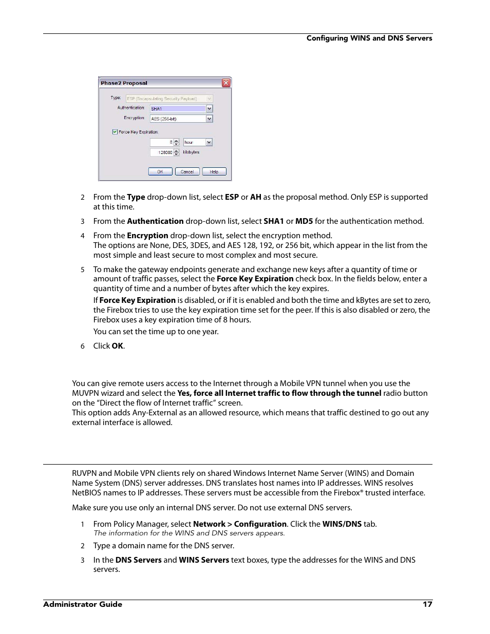Configuring wins and dns servers | WatchGuard VPN v10.0 User Manual | Page 19 / 38