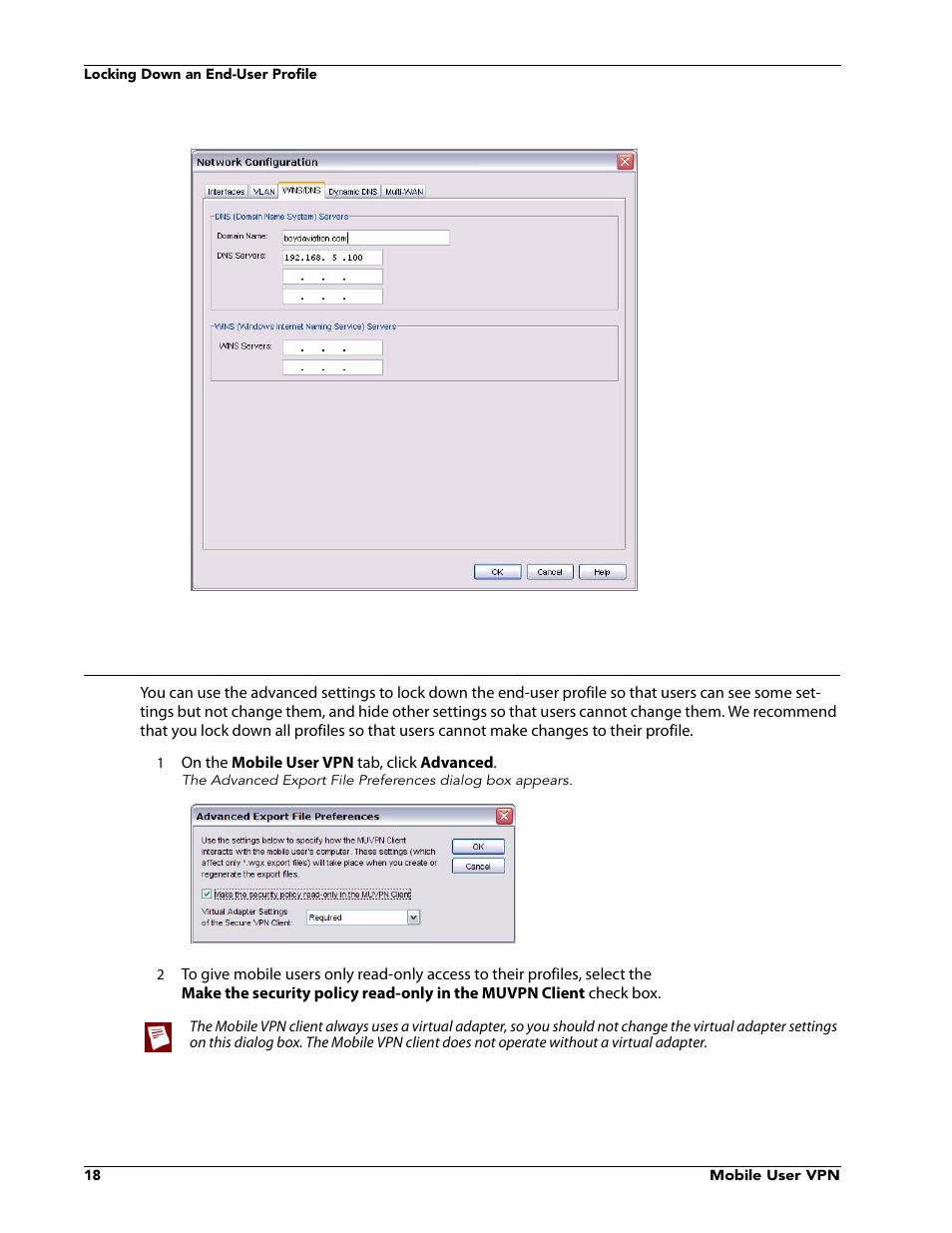 Locking down an end-user profile | WatchGuard VPN v10.0 User Manual | Page 20 / 38