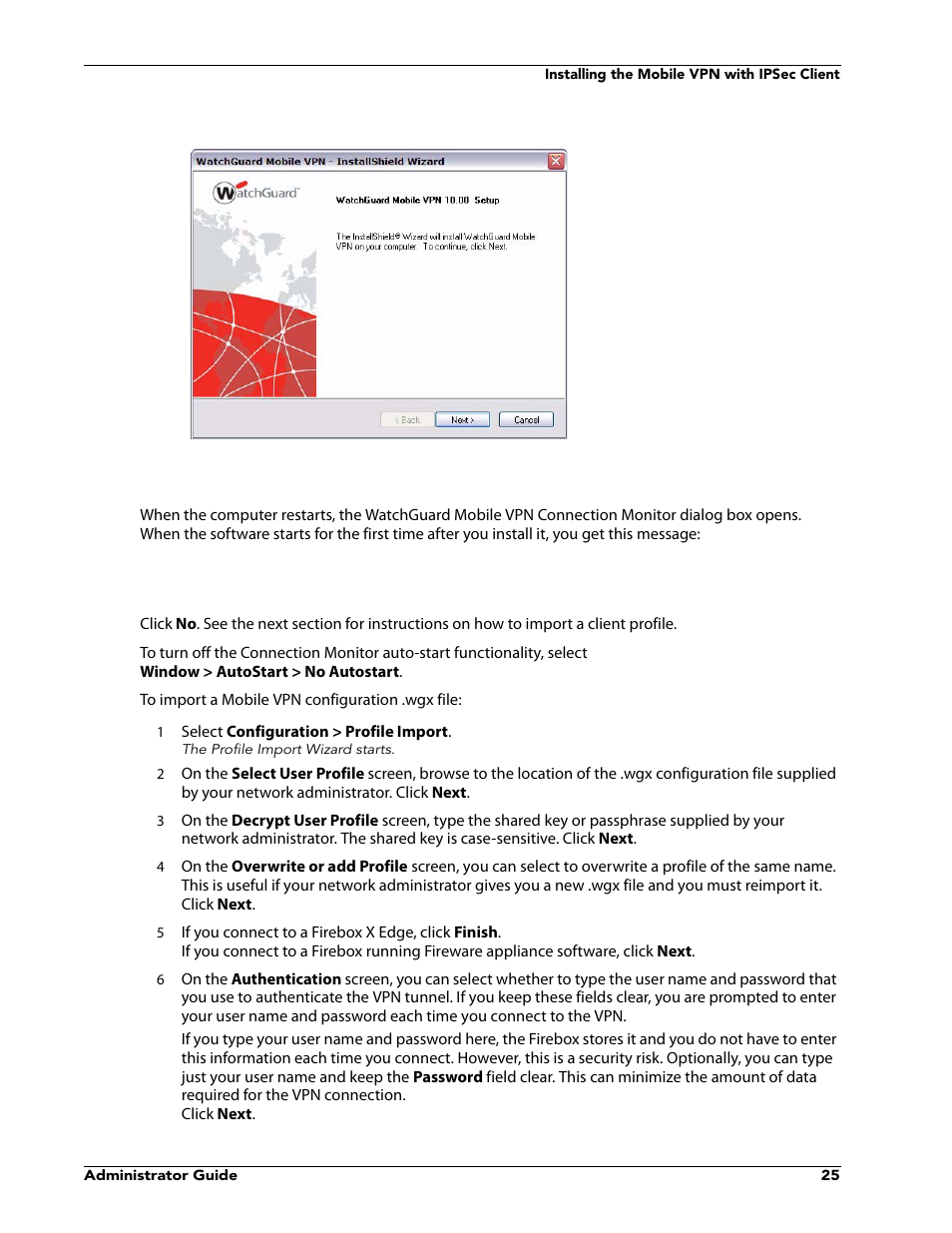 Importing the end-user profile | WatchGuard VPN v10.0 User Manual | Page 27 / 38