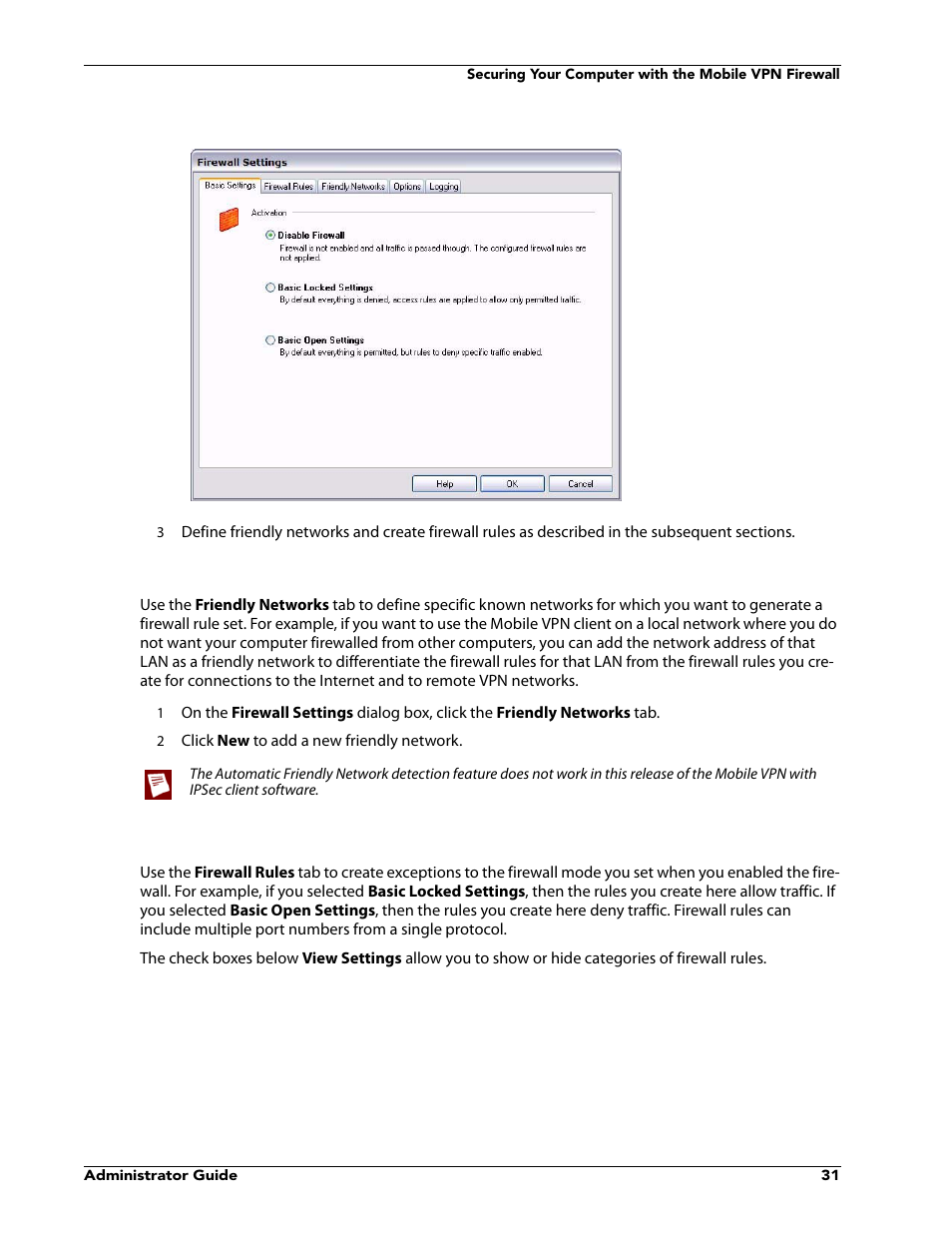 Defining friendly networks, Creating firewall rules | WatchGuard VPN v10.0 User Manual | Page 33 / 38
