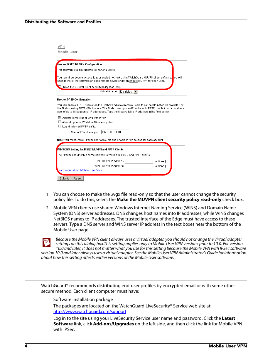 Distributing the software and profiles | WatchGuard VPN v10.0 User Manual | Page 6 / 38