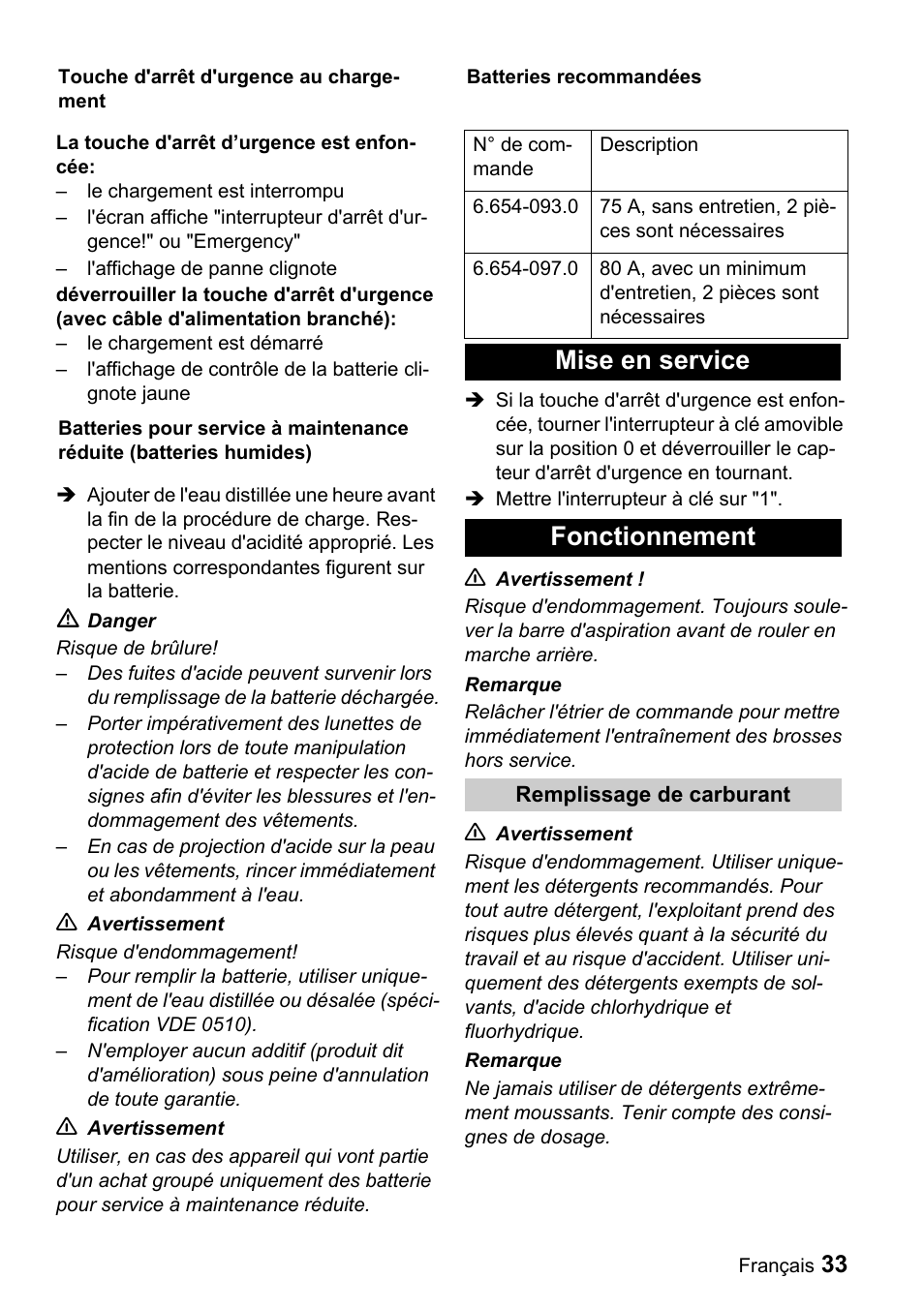 Mise en service fonctionnement | Windsor Saber Compact 22 User Manual | Page 33 / 72