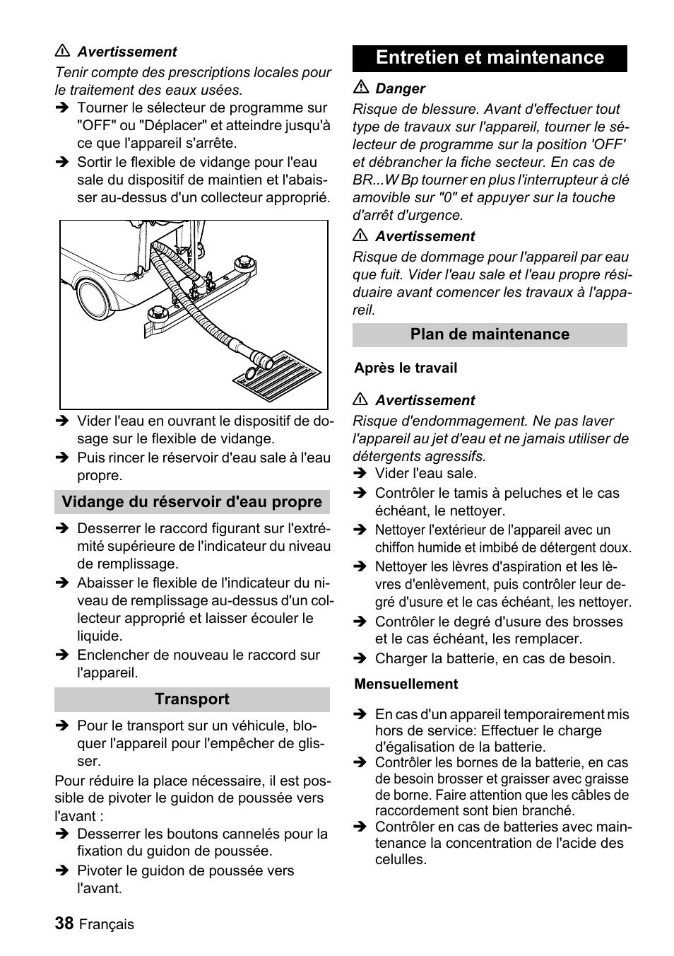 Entretien et maintenance | Windsor Saber Compact 22 User Manual | Page 38 / 72