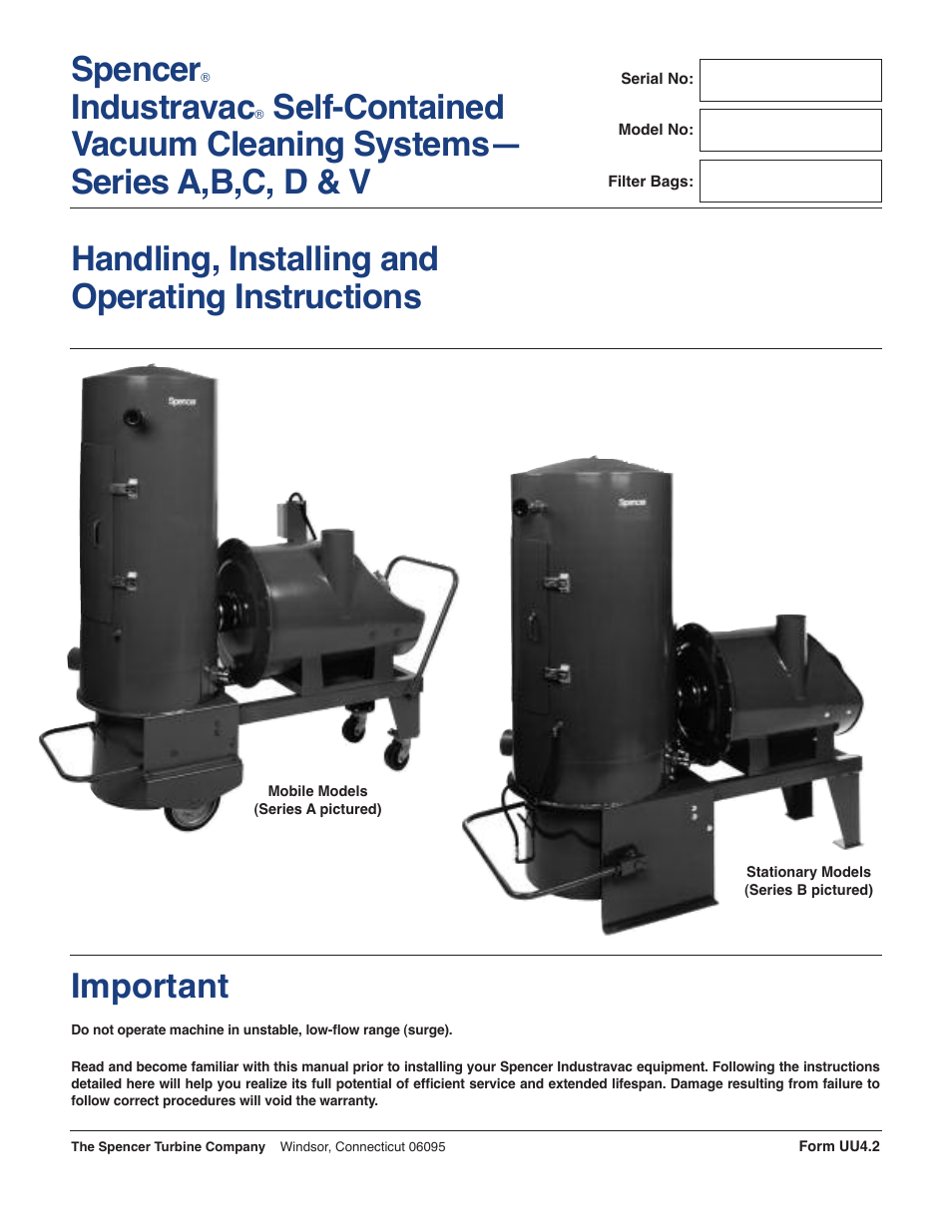 Spencer SeriesA,B,C,D,V User Manual | 16 pages