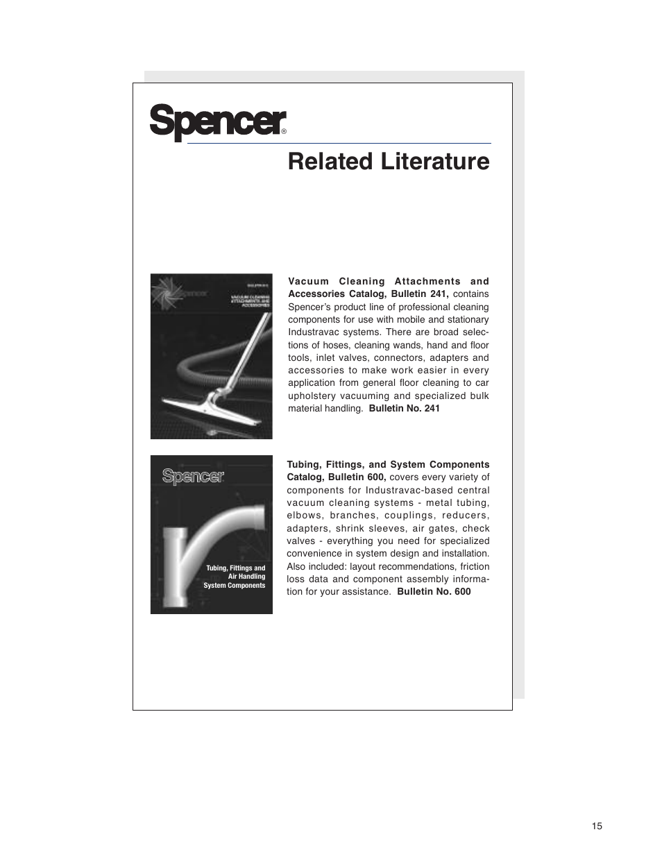 Related literature | Spencer SeriesA,B,C,D,V User Manual | Page 15 / 16