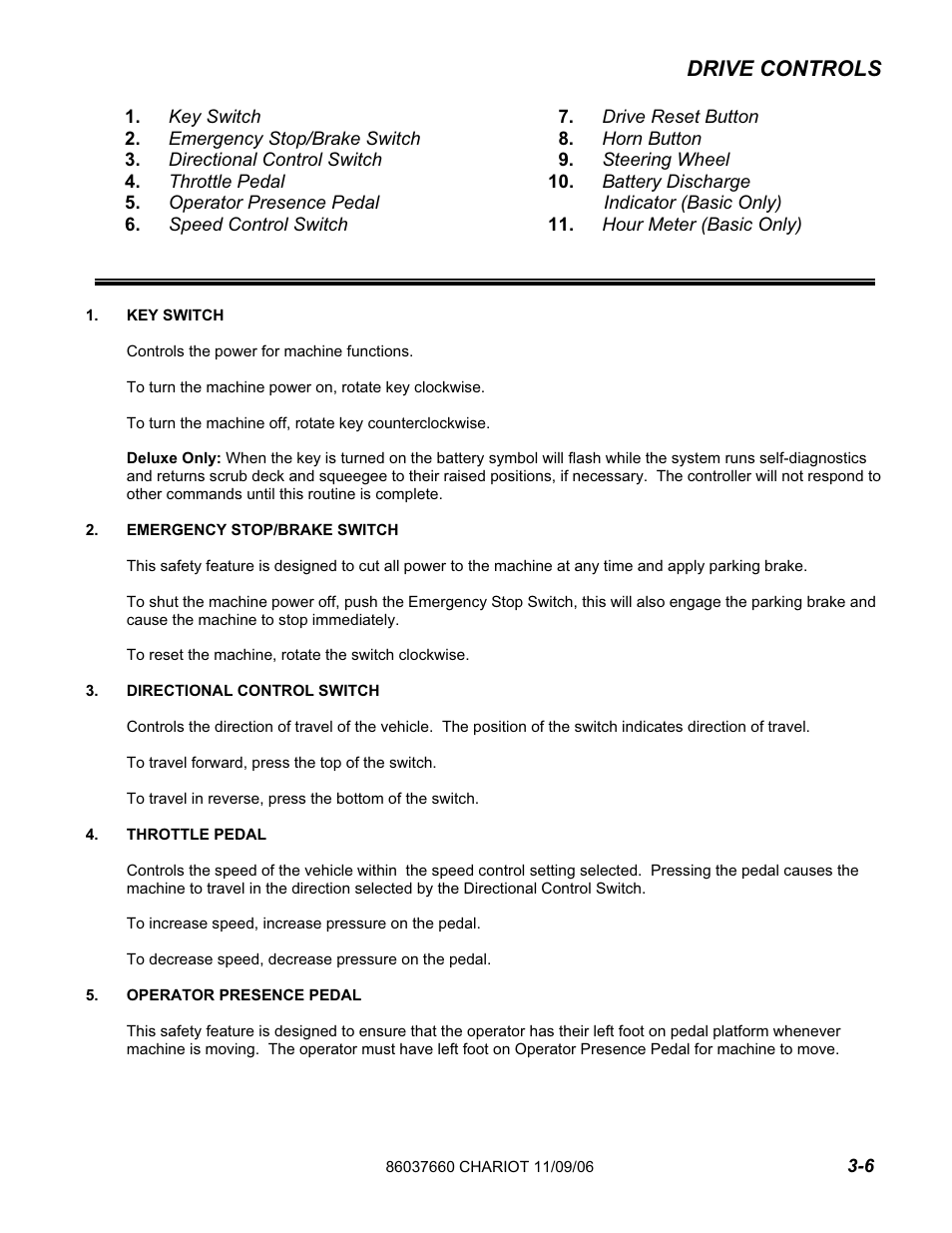 Drive controls | Windsor ISCRUB CSE24 10060250 User Manual | Page 13 / 61