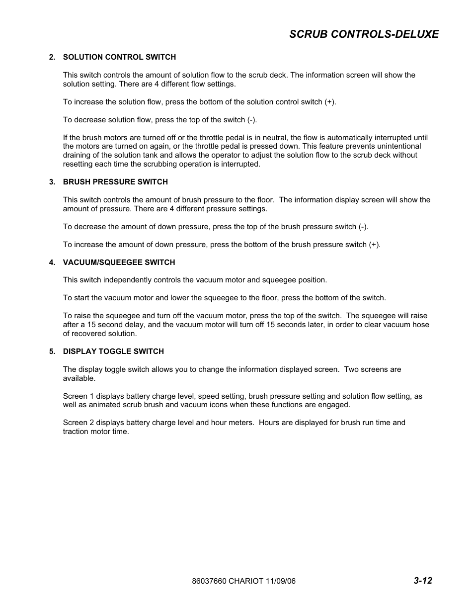Scrub controls-deluxe | Windsor ISCRUB CSE24 10060250 User Manual | Page 19 / 61