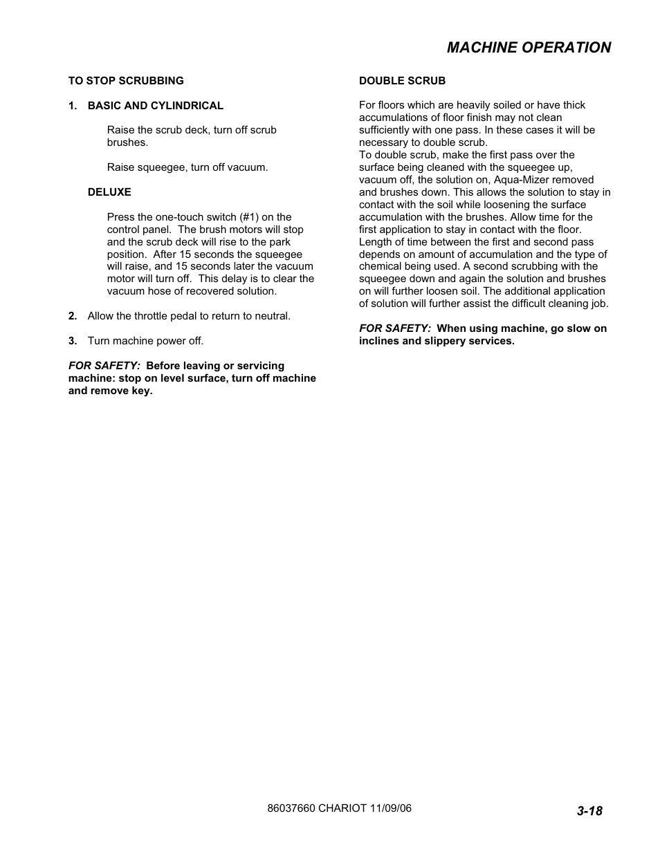 Machine operation | Windsor ISCRUB CSE24 10060250 User Manual | Page 25 / 61
