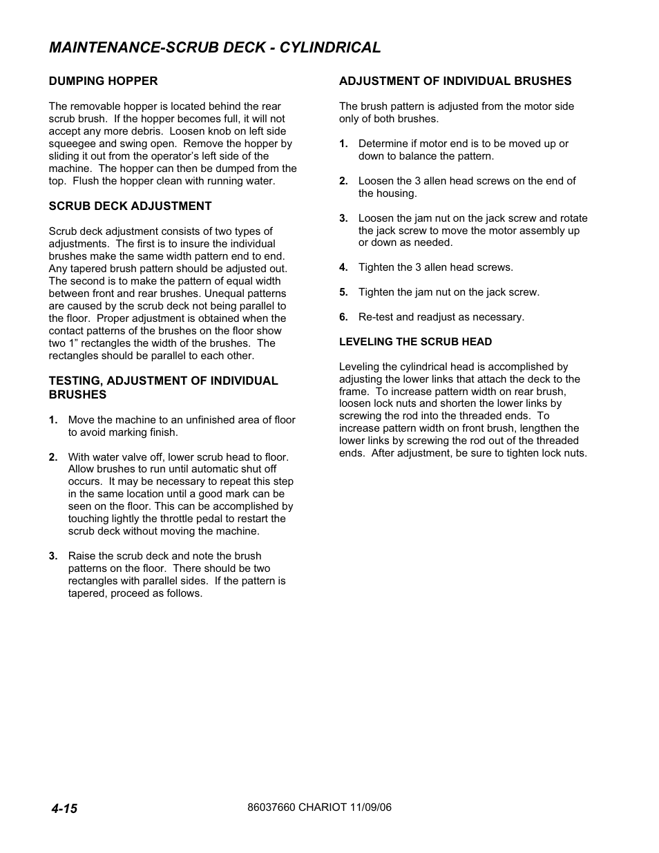 Maintenance-scrub deck - cylindrical | Windsor ISCRUB CSE24 10060250 User Manual | Page 42 / 61