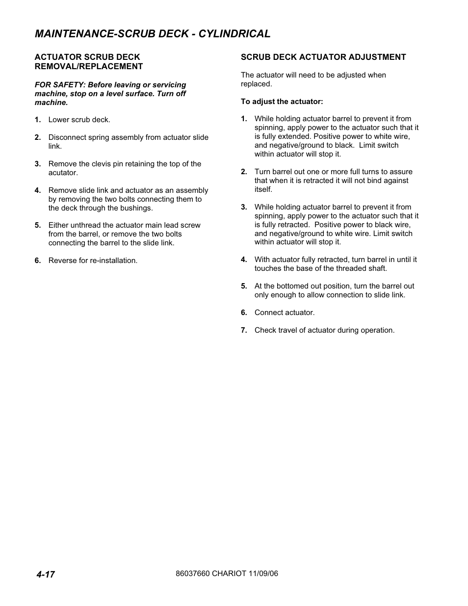 Maintenance-scrub deck - cylindrical | Windsor ISCRUB CSE24 10060250 User Manual | Page 44 / 61