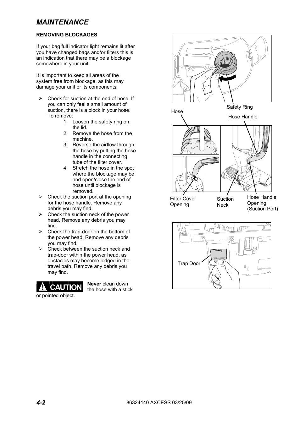 632-414-0 pg 4-2eng, Caution, Maintenance | Windsor AXCESS 12 1.012-062.0 User Manual | Page 14 / 52
