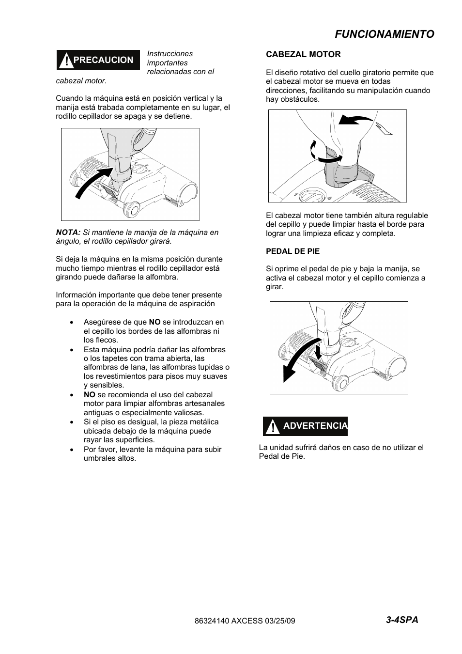 632-414-0 pg3-4_spa, Funcionamiento | Windsor AXCESS 12 1.012-062.0 User Manual | Page 39 / 52