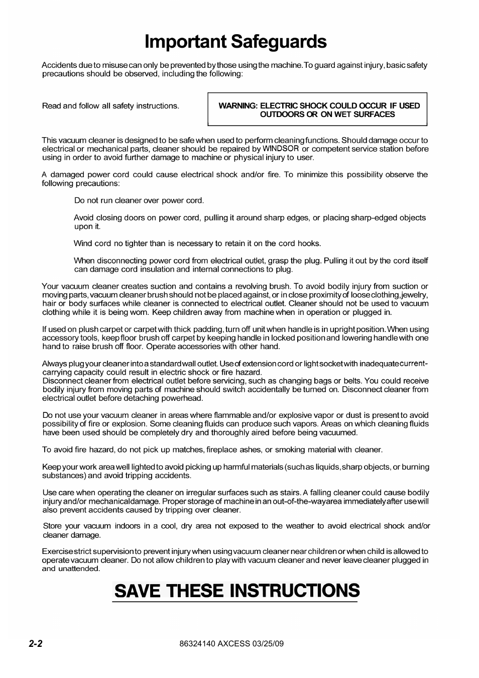 632-414-0 pg 2-2eng | Windsor AXCESS 12 1.012-062.0 User Manual | Page 6 / 52