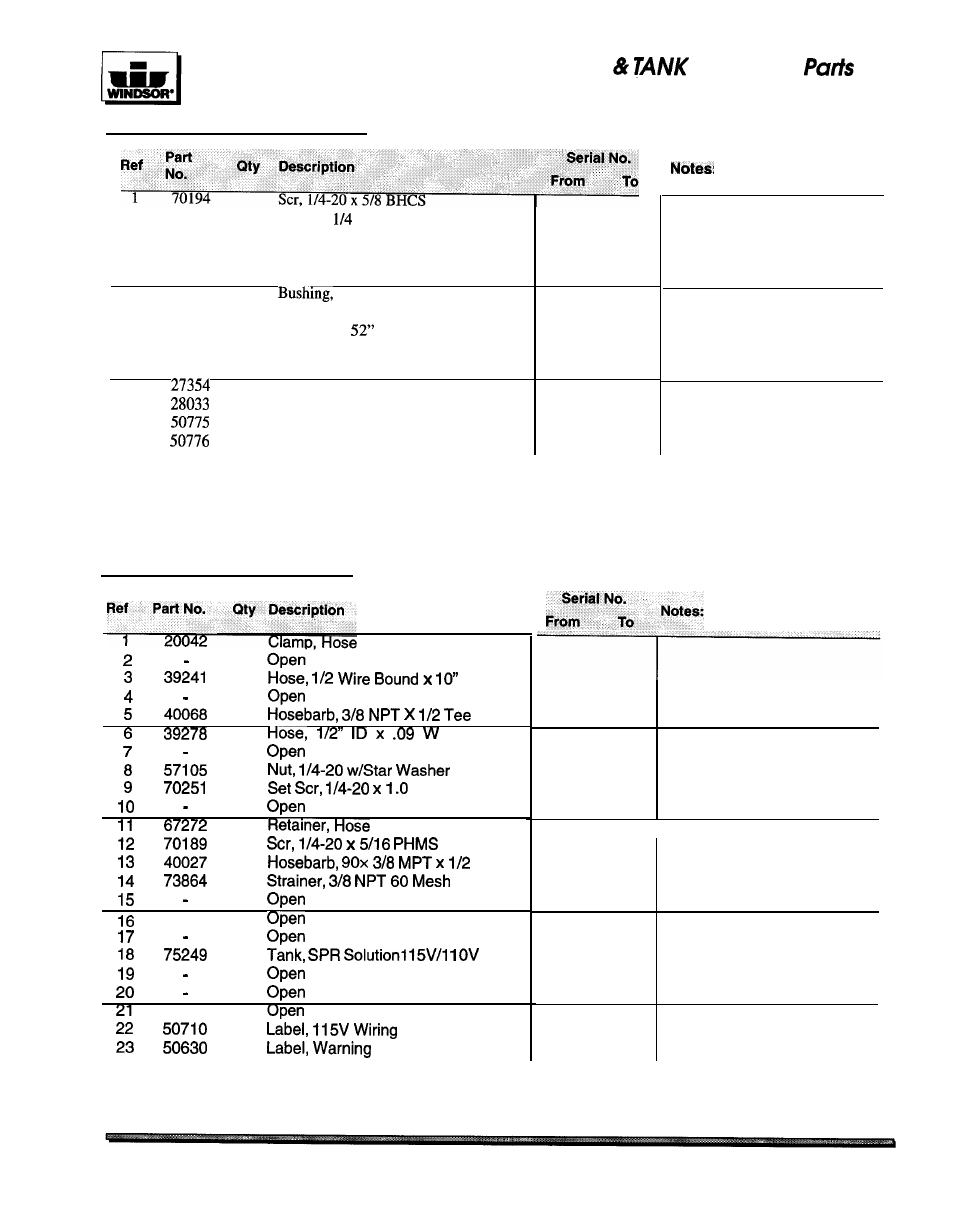 Recovery assembly list | Windsor SPIRIT DUAL SPD-J User Manual | Page 15 / 26