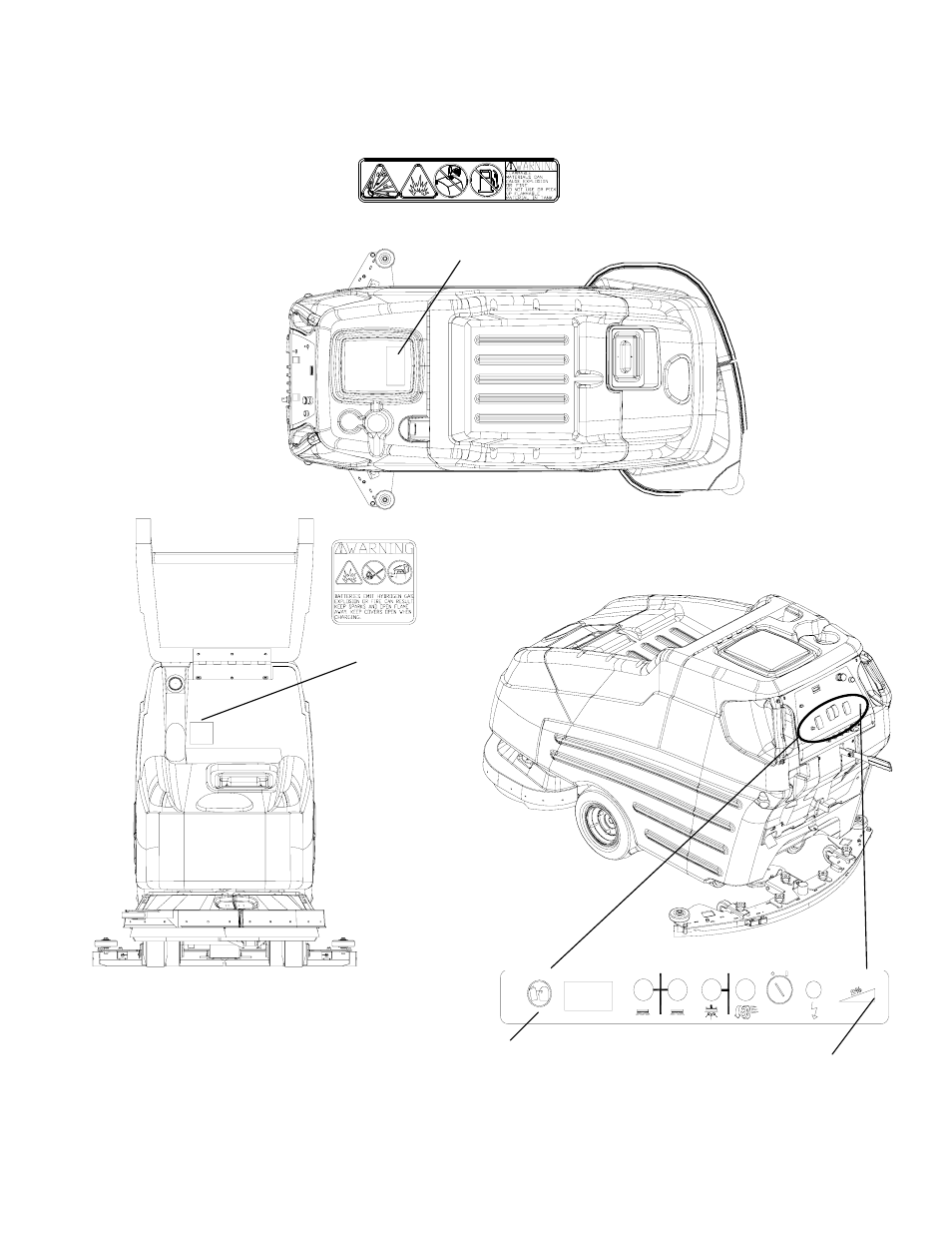 Safety label location | Windsor Walk Behind Scrubber SCEX326 User Manual | Page 7 / 32