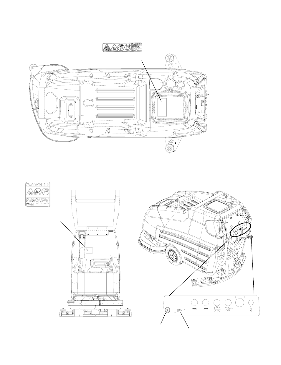 Safety label location | Windsor Walk Behind Scrubber 10052330 User Manual | Page 7 / 33