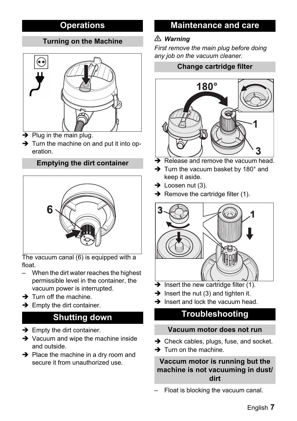 Operations, Shutting down maintenance and care, Troubleshooting | Windsor Recover 7 User Manual | Page 7 / 25