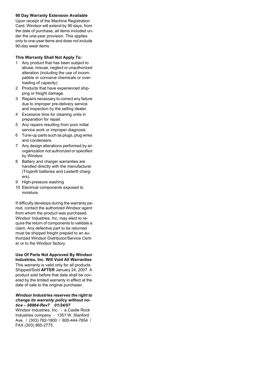 Windsor Sweepers User Manual | Page 13 / 13