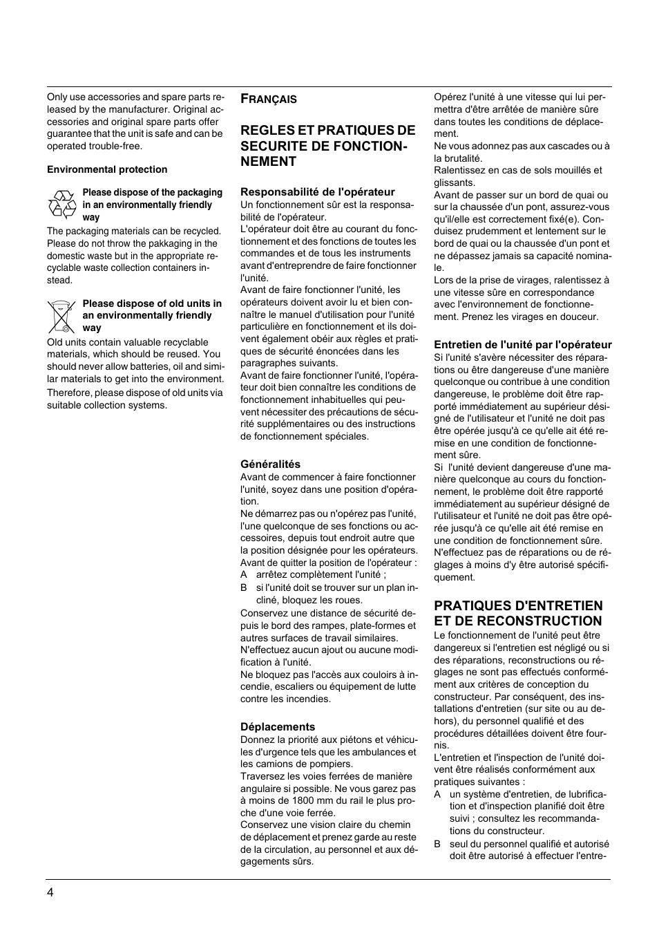 Pratiques d'entretien et de reconstruction | Windsor Sweepers User Manual | Page 4 / 13