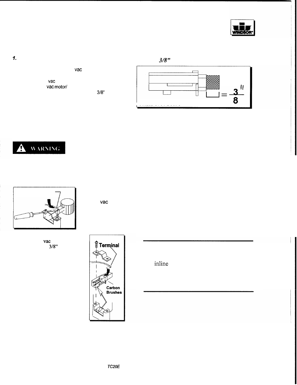 Maintenance vacuum motor, Brush, Solution strainer | Windsor TRIDENT COMPACT TCZOE User Manual | Page 8 / 26