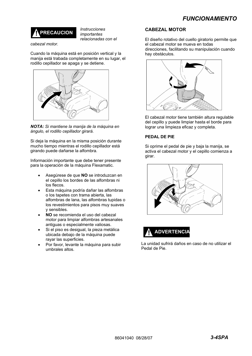 86041040pg3-4_spa, Funcionamiento | Windsor Flexamatic FM15 10120040 User Manual | Page 25 / 47