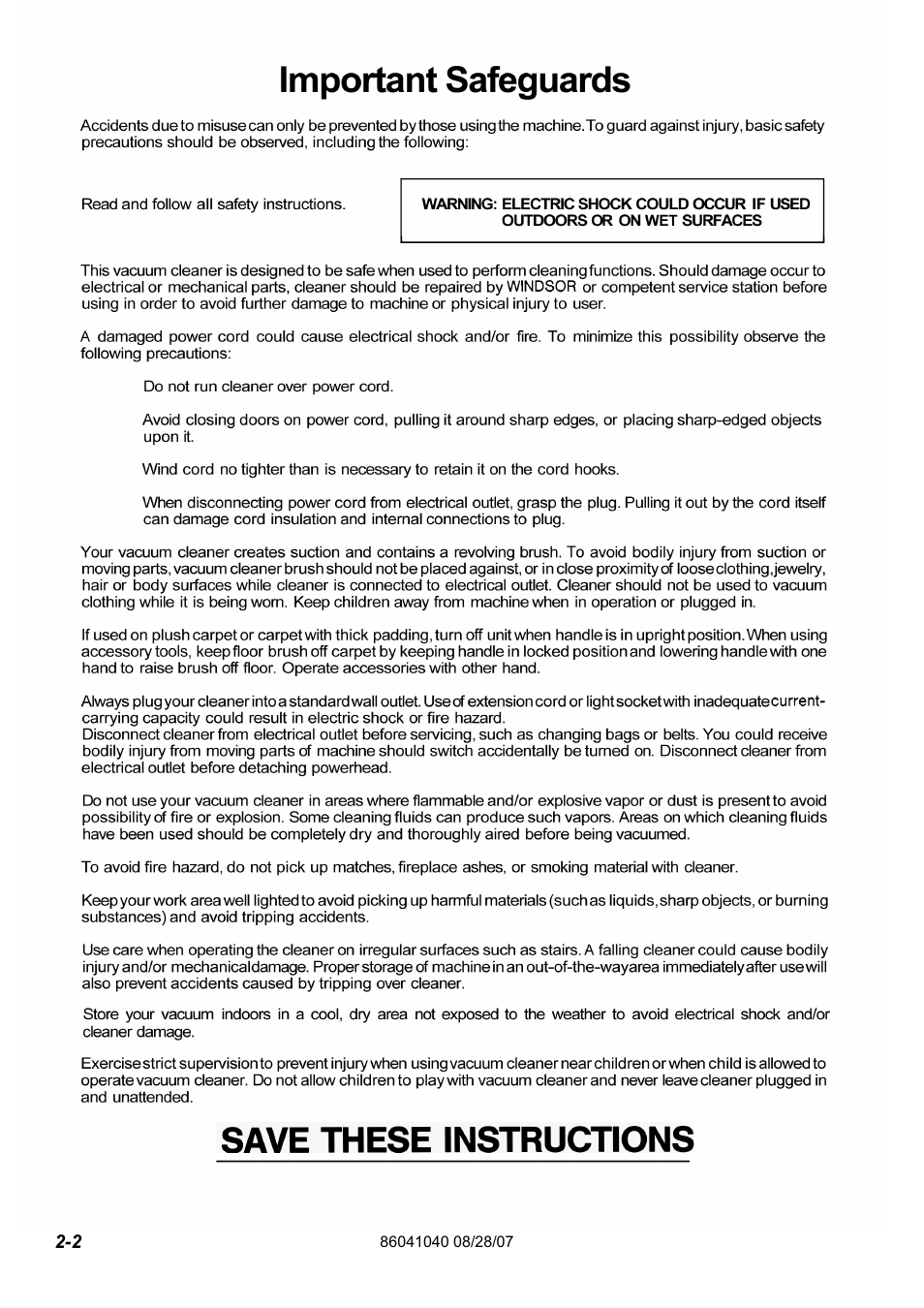 86041040pg 2-2eng | Windsor Flexamatic FM15 10120040 User Manual | Page 6 / 47