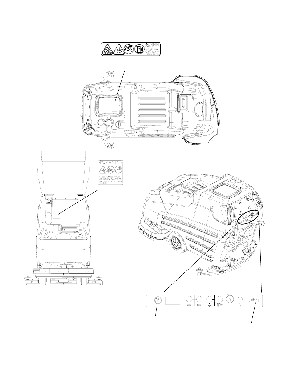 Safety label location | Windsor Walk Behind Scrubber 10052280 User Manual | Page 7 / 31