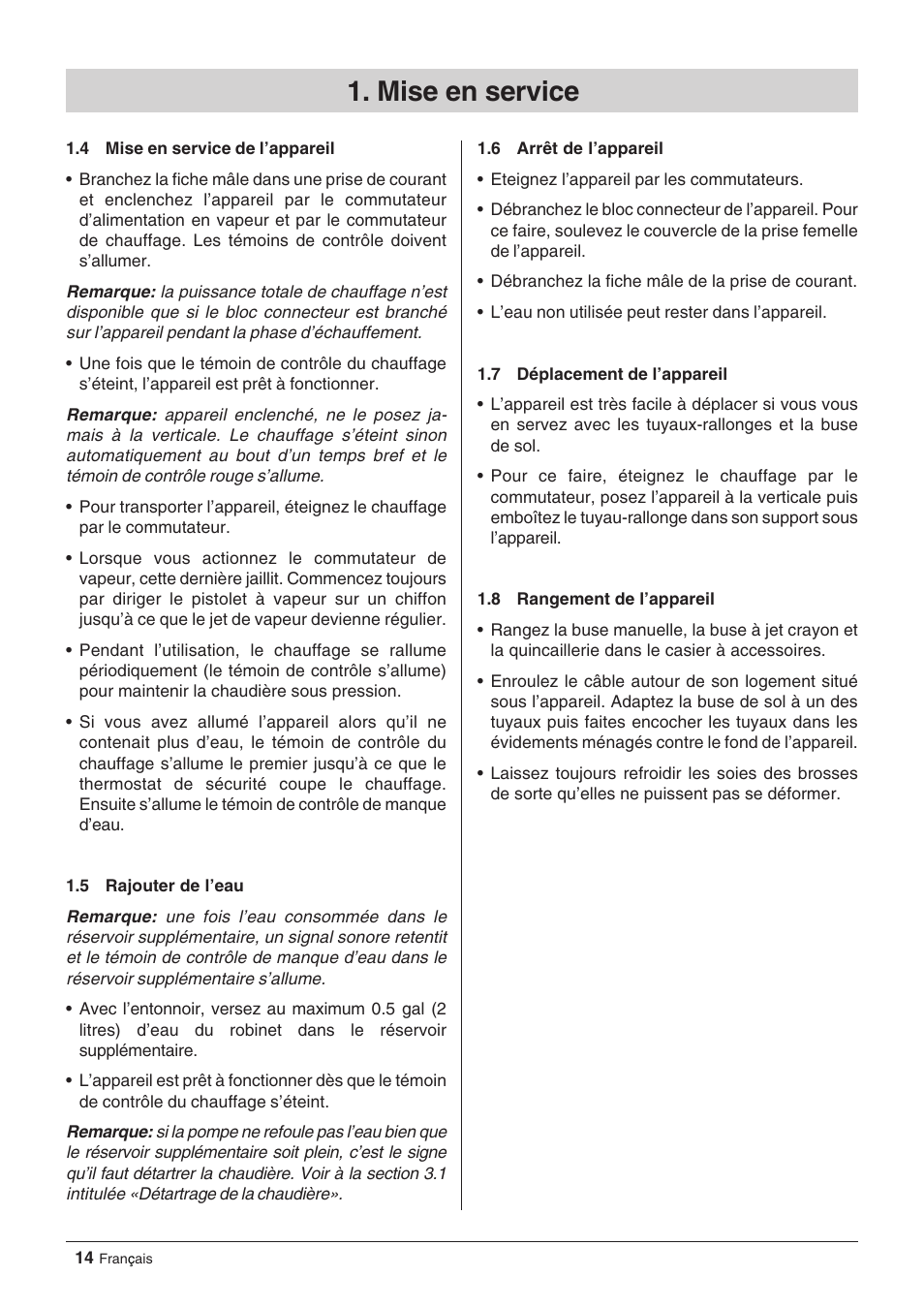 Mise en service | Windsor Zephyr User Manual | Page 14 / 33