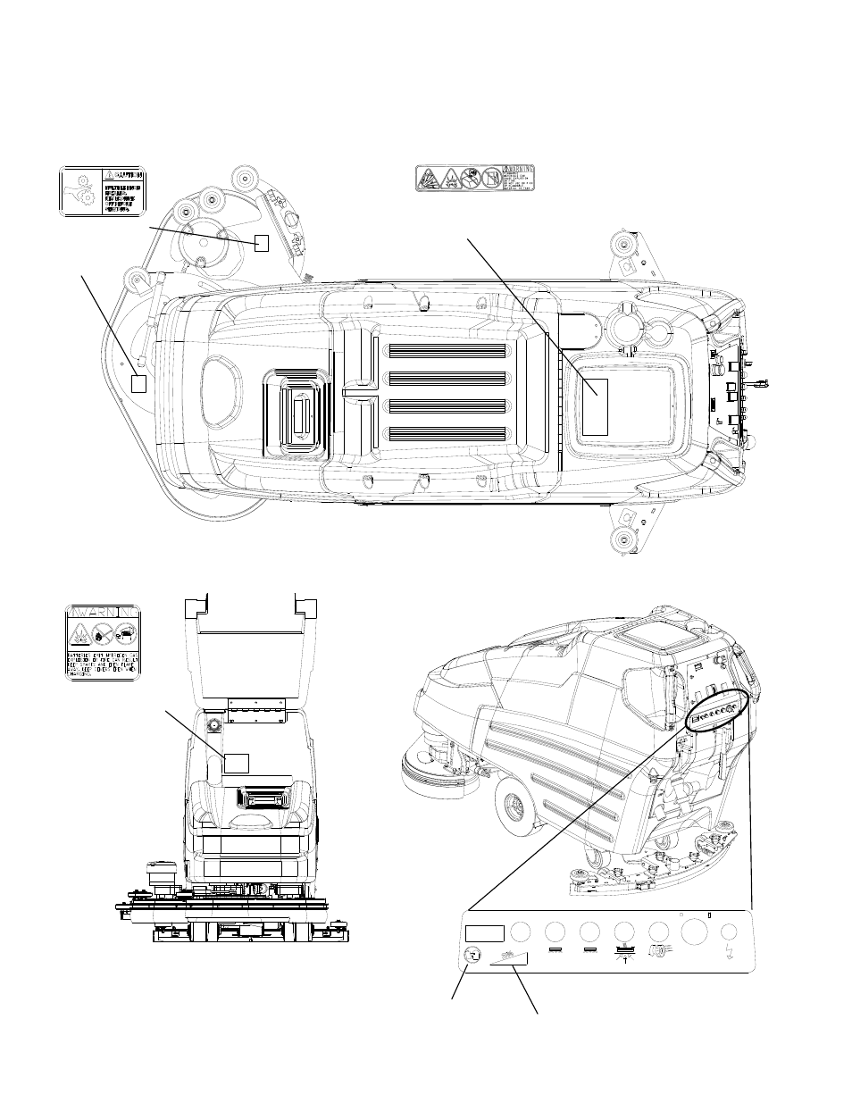 86037150 p2-3, Safety label location | Windsor Walk Behind Scrubber 10052410 User Manual | Page 7 / 35