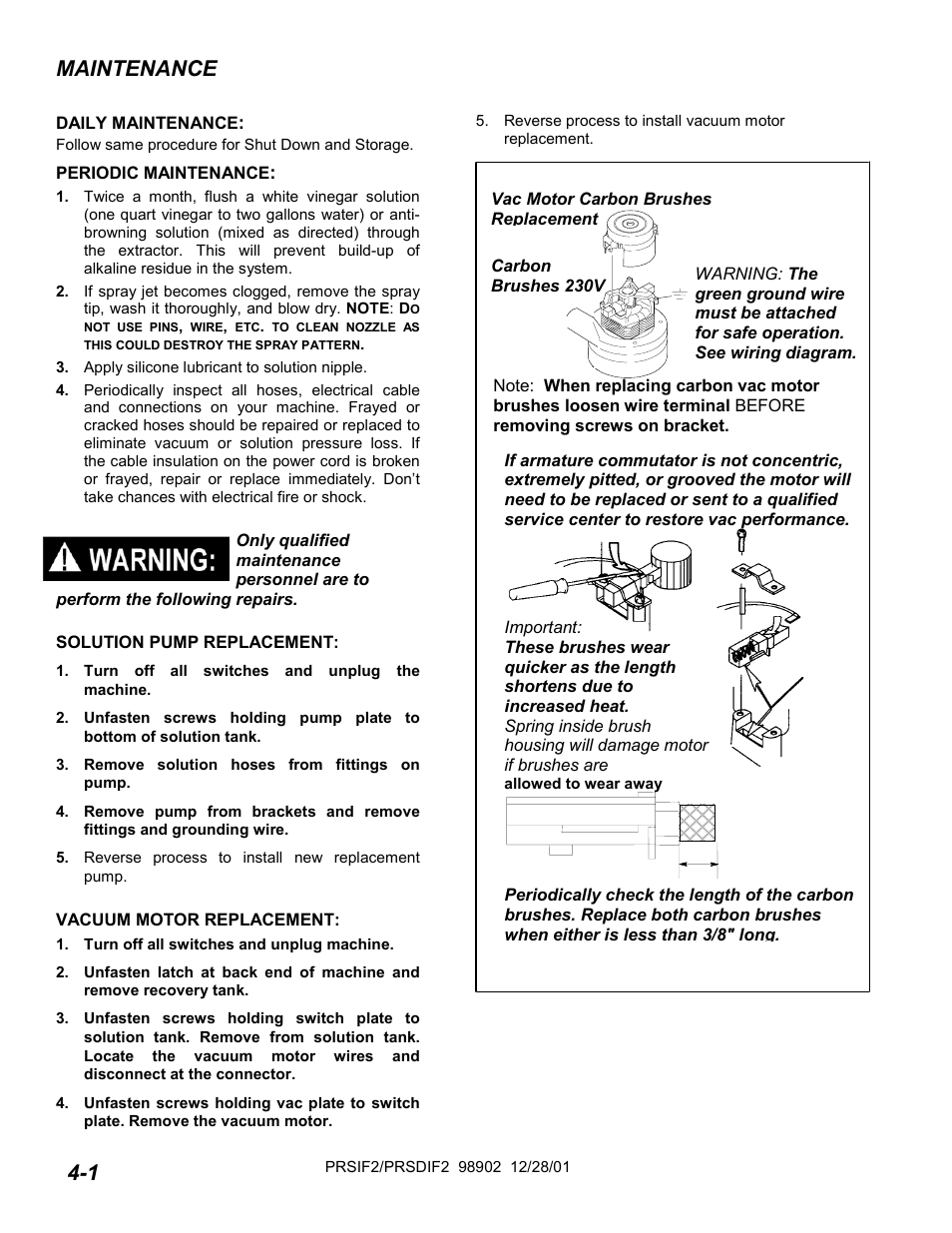 Maintenance | Windsor PRESTO PRSD2 User Manual | Page 10 / 22