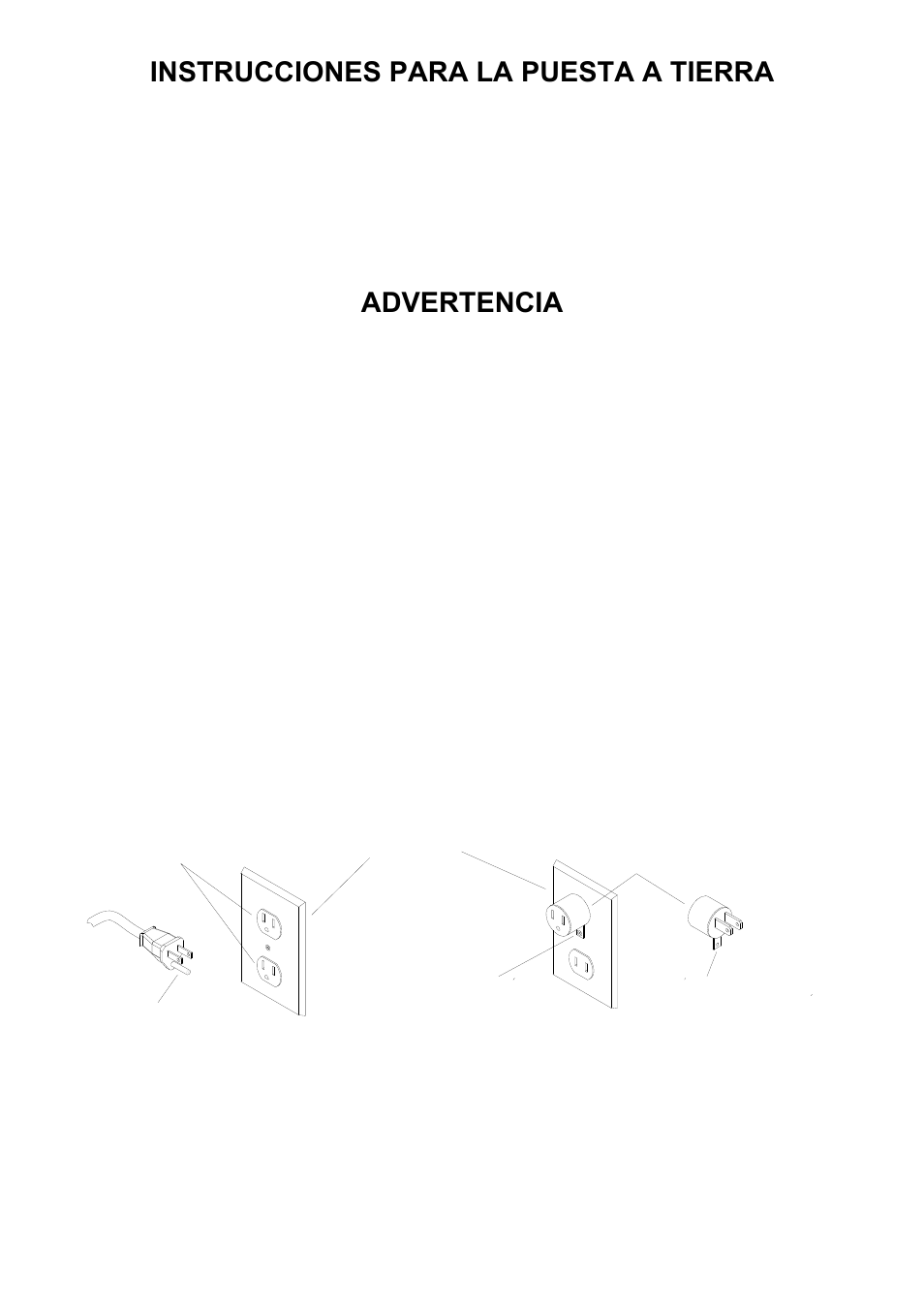 Instrucciones para la puesta a tierra, Advertencia | Windsor Sensor SRXP12 User Manual | Page 5 / 18