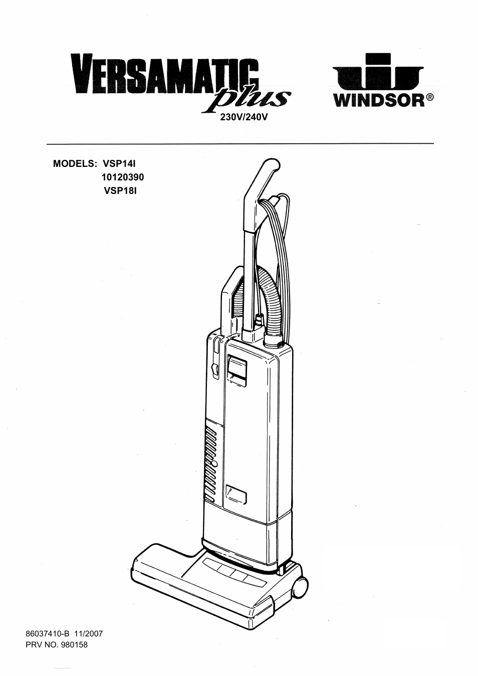 Windsor Versamatic Plus 10120390 User Manual | 22 pages